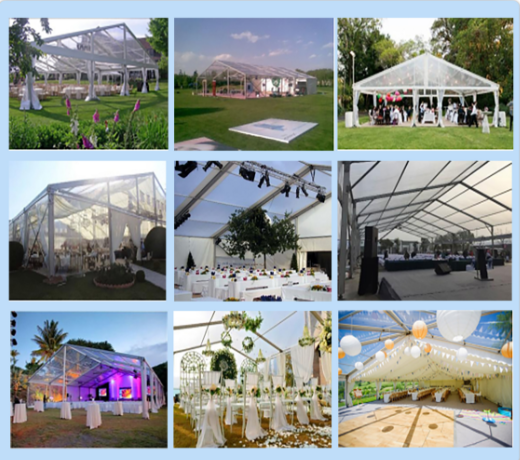 Роскошный прозрачный свадебный шатер в атриуме